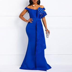 Beaded Lace Evening Gown