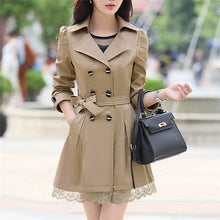Load image into Gallery viewer, Basic Jacket Women Fashion Loose Winter Warm Long Sleeve Button Lace Jacket Coat With Belt Lady Elegant Windbreaker