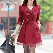 Load image into Gallery viewer, Basic Jacket Women Fashion Loose Winter Warm Long Sleeve Button Lace Jacket Coat With Belt Lady Elegant Windbreaker
