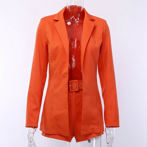 Candy Colour Basic Blazer Coat +Pants Slim Suit Jacket Blazer Set