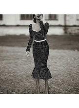 Load image into Gallery viewer, Knotted Strap Polka-dot Mermaid Hem  Pencil Midi Dress