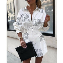 Load image into Gallery viewer, Long Sleeve Deep V Shirt Dress
