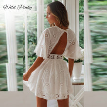 Load image into Gallery viewer, Flare sleeve cotton lace dress