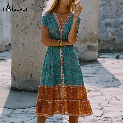 Floral Print Tropical Beach Dress