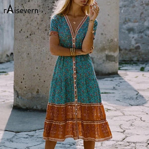 Floral Print Tropical Beach Dress