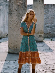 Floral Print Tropical Beach Dress