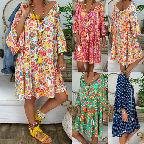 Floral Long Sleeve Shirt Dress