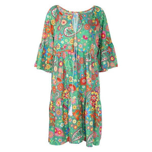 Floral Long Sleeve Shirt Dress