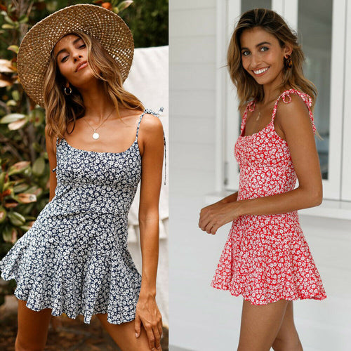 Flowers Print Mini Dress Vintage