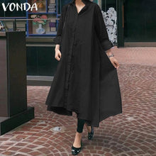 Load image into Gallery viewer, Turn-down Collar Asymmetrical Party Dress