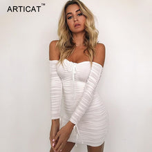Load image into Gallery viewer, Women Off Shoulder Long Sleeve Slim Elastic Bodycon Party Dresses