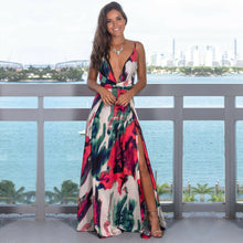 Load image into Gallery viewer, Floral V Neck  Long Dresses