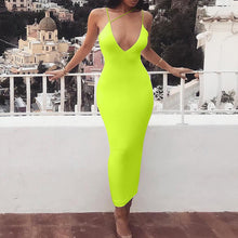 Load image into Gallery viewer, Solid Sexy Skinny Slim Bodycon Sleeveless Hollow Out Dress