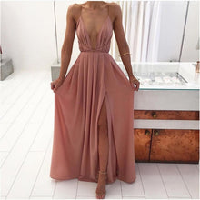 Load image into Gallery viewer, Deep V-Neck Sleeveless Spaghetti Strap Backless High Split Long Dress