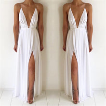 Load image into Gallery viewer, Deep V-Neck Sleeveless Spaghetti Strap Backless High Split Long Dress