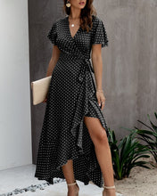 Load image into Gallery viewer, V Neck Ruffles Short Sleeve Maxi Dress