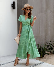 Load image into Gallery viewer, V Neck Ruffles Short Sleeve Maxi Dress