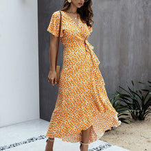 Load image into Gallery viewer, V Neck Ruffles Short Sleeve Maxi Dress