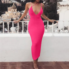 Load image into Gallery viewer, Solid Sexy Skinny Slim Bodycon Sleeveless Hollow Out Dress