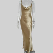 Load image into Gallery viewer, Spaghetti Strap Backless Satin Lace Up Dress