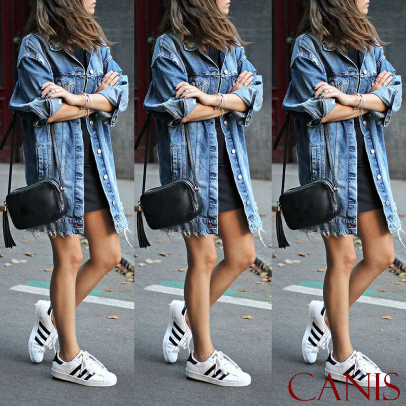 Autumn Winter Women Hole Denim Jacket Harajuku boyfriend Wind Jean Jacket Loose Long Sleeve Female Coats Large Size Female