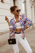 Load image into Gallery viewer, Flower Print Long Sleeve Women&#39;s Bomber Jacket
