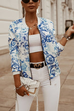 Load image into Gallery viewer, Flower Print Long Sleeve Women&#39;s Bomber Jacket