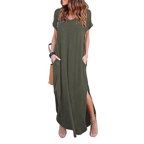 Casual Short Sleeve Maxi Dress