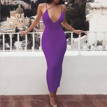 Load image into Gallery viewer, Solid Sexy Skinny Slim Bodycon Sleeveless Hollow Out Dress