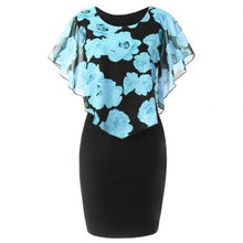 Load image into Gallery viewer, Rose Flower Print Cape Knee Length Dress