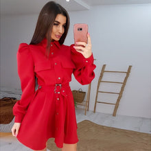 Load image into Gallery viewer, Puff Sleeve Belt Dress