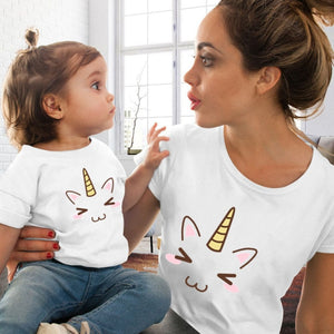 Eye Lashes & Red Lips Print Women and Kids T-shirt