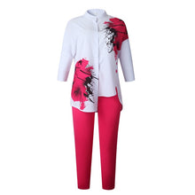 Load image into Gallery viewer, Slim Solid Pants And 3/4 Sleeve Stand Collar Split Top 2 Piece Set