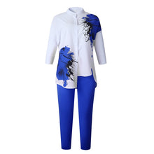 Load image into Gallery viewer, Slim Solid Pants And 3/4 Sleeve Stand Collar Split Top 2 Piece Set