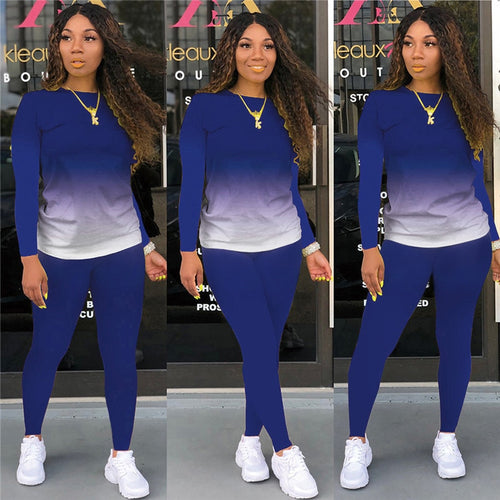 Jogger Suit Gradient Long Sleeve Pullover