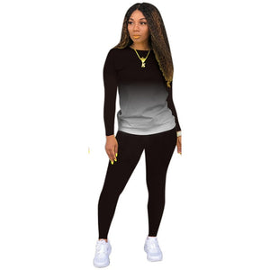 Jogger Suit Gradient Long Sleeve Pullover