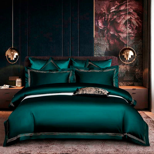 Embroidered Duvet Cover Set Premium Soft Egyptian Cotton Bedding