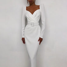 Load image into Gallery viewer, V Neck Long Sleeve Mid Calf Pencil Dress