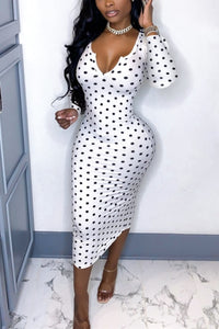 Deep V Low Cut Bodycon Midi Dress