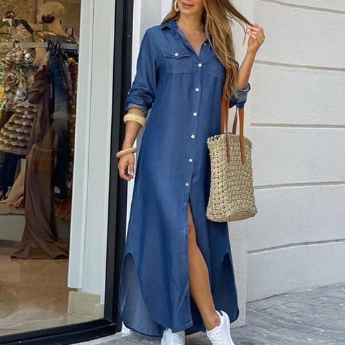 Dress Long Sleeve Denim Shirt Dress
