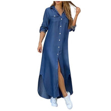 Load image into Gallery viewer, Dress Long Sleeve Denim Shirt Dress