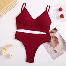 Load image into Gallery viewer, Bra &amp; Panties Set Sexy G-String Push Up Bra Set
