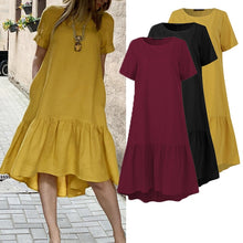 Load image into Gallery viewer, Short Sleeve Casual Kaftan Ruffles Loose Dress