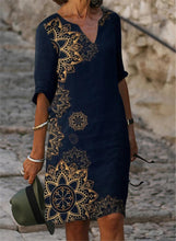 Load image into Gallery viewer, Mid sleeve loose printed casual dress