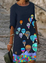 Load image into Gallery viewer, Mid sleeve loose printed casual dress