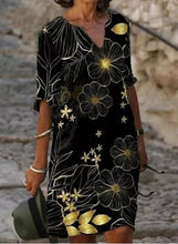 Load image into Gallery viewer, Mid sleeve loose printed casual dress