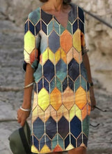 Load image into Gallery viewer, Mid sleeve loose printed casual dress