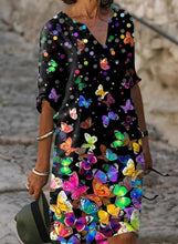 Load image into Gallery viewer, Mid sleeve loose printed casual dress