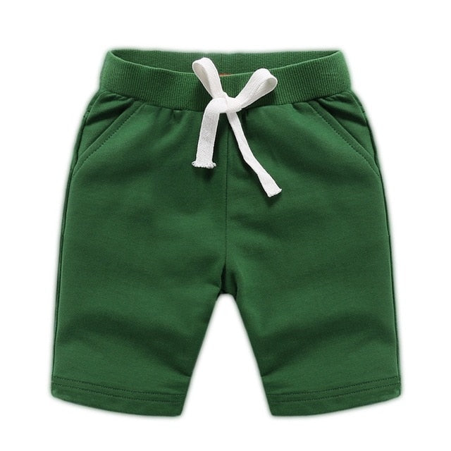 Cotton Solid Elastic Waist Shorts For Boys & Girls