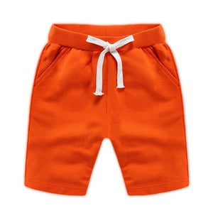 Cotton Solid Elastic Waist Shorts For Boys & Girls